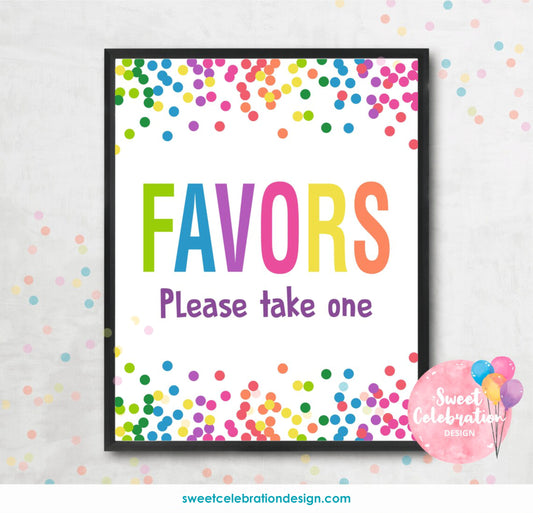 Bounce Confetti Favor Sign Party