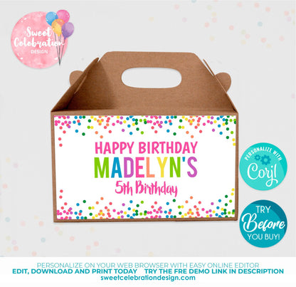 Bounce Confetti Gift Box Editable Label