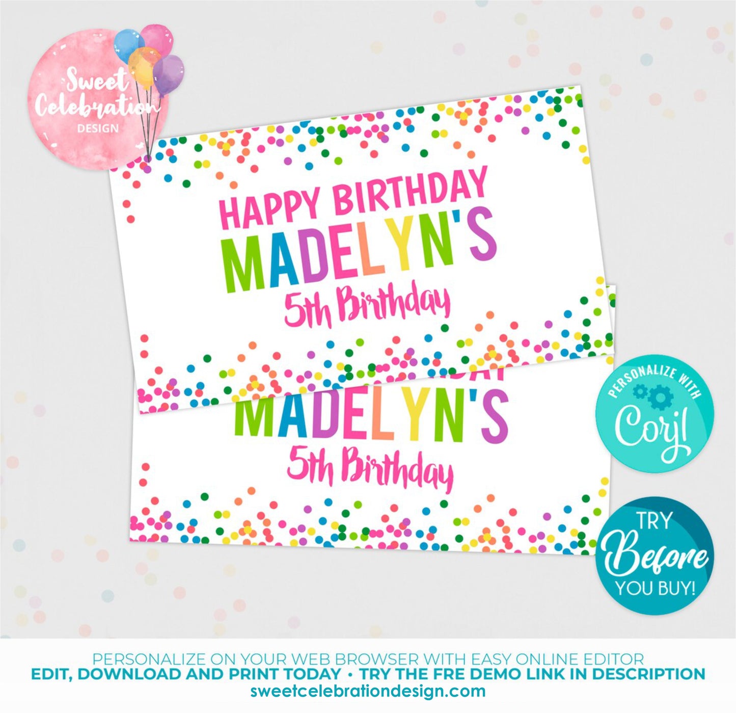 Bounce Confetti Gift Box Editable Label