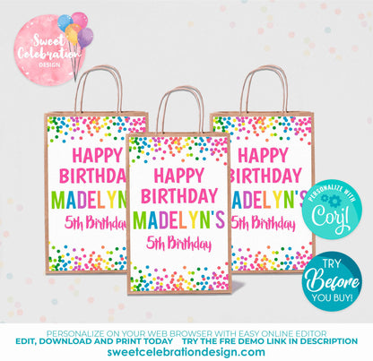 Bounce Confetti Paper Bag Editable Label